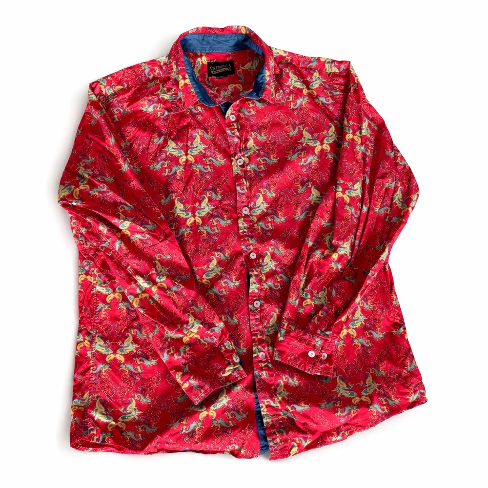 Daniel Cremieux Red and Green Patterned Men's Shirt
